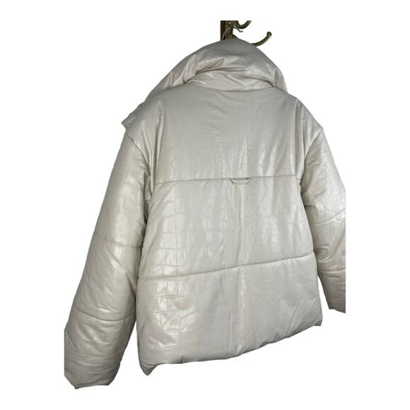 Nanushka Hide Okobor Alt-Leather Textured Puffer Jacket Cream White Size XS - Picture 8 of 16
